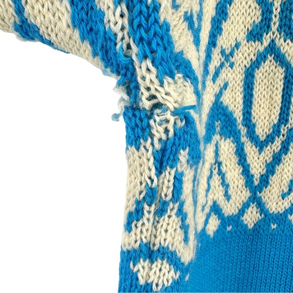 Vintage Made in Canada Lady Anne Blue & White Wool Cardigan Sweater - Picture 7 of 8